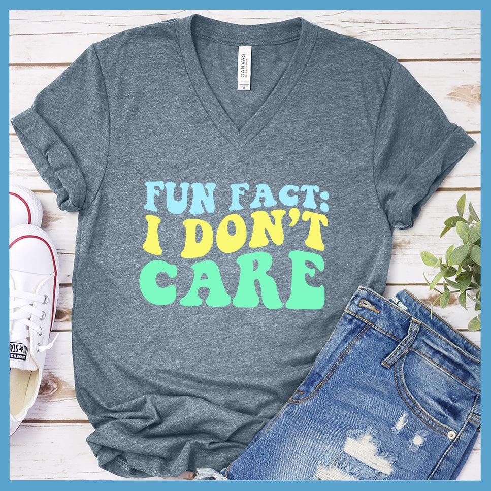 I Don't Care V-Neck - Retro Wavy Colored Edition