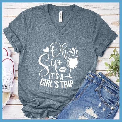 Oh Sip It's A Girl's Trip V-Neck