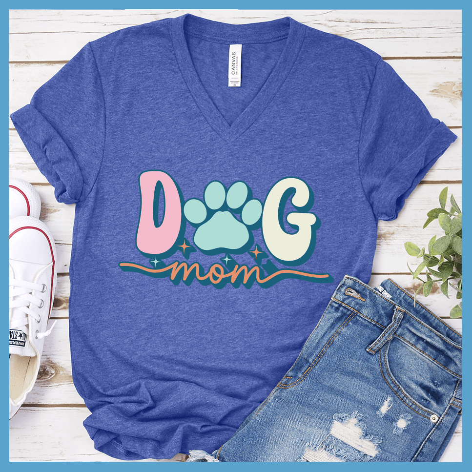 Dog Mom Colored Print V-Neck