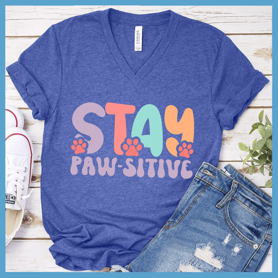 Stay Paw-Sitive Colored Print Version 1 V-Neck