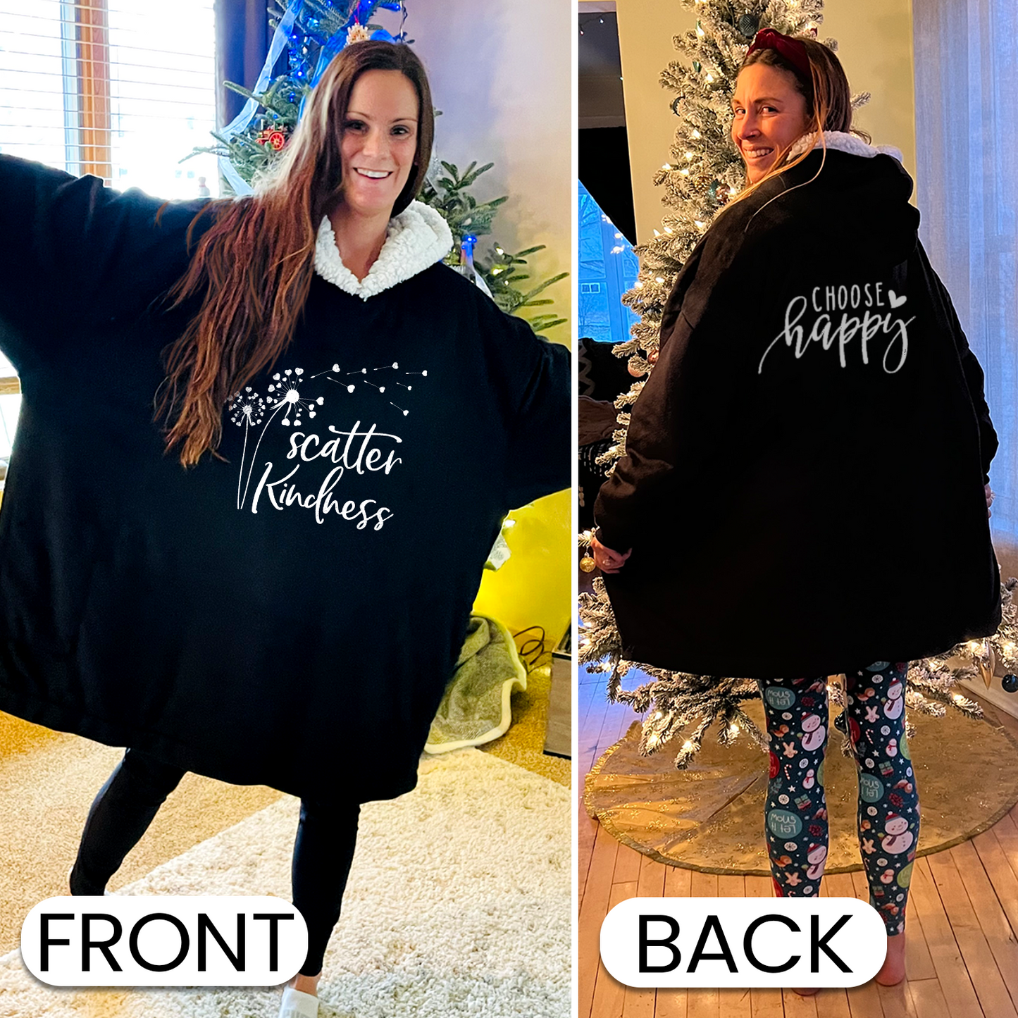 Scatter Kindness, Choose Happy Wearable Hooded Blanket