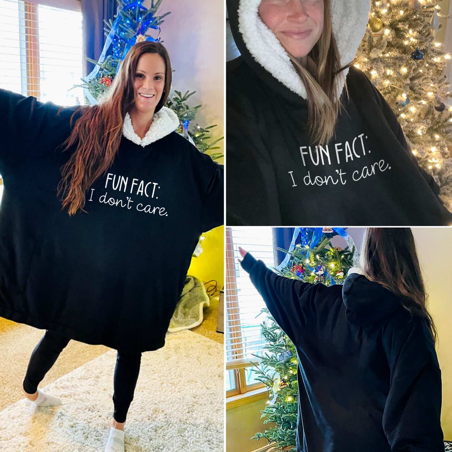 I Don't Care Wearable Hooded Blanket
