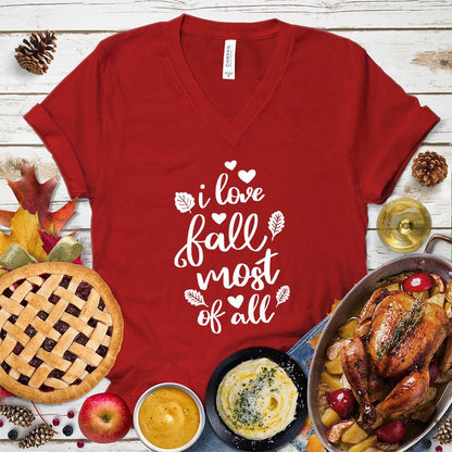 I Love Fall Most Of All Version 2 V-Neck
