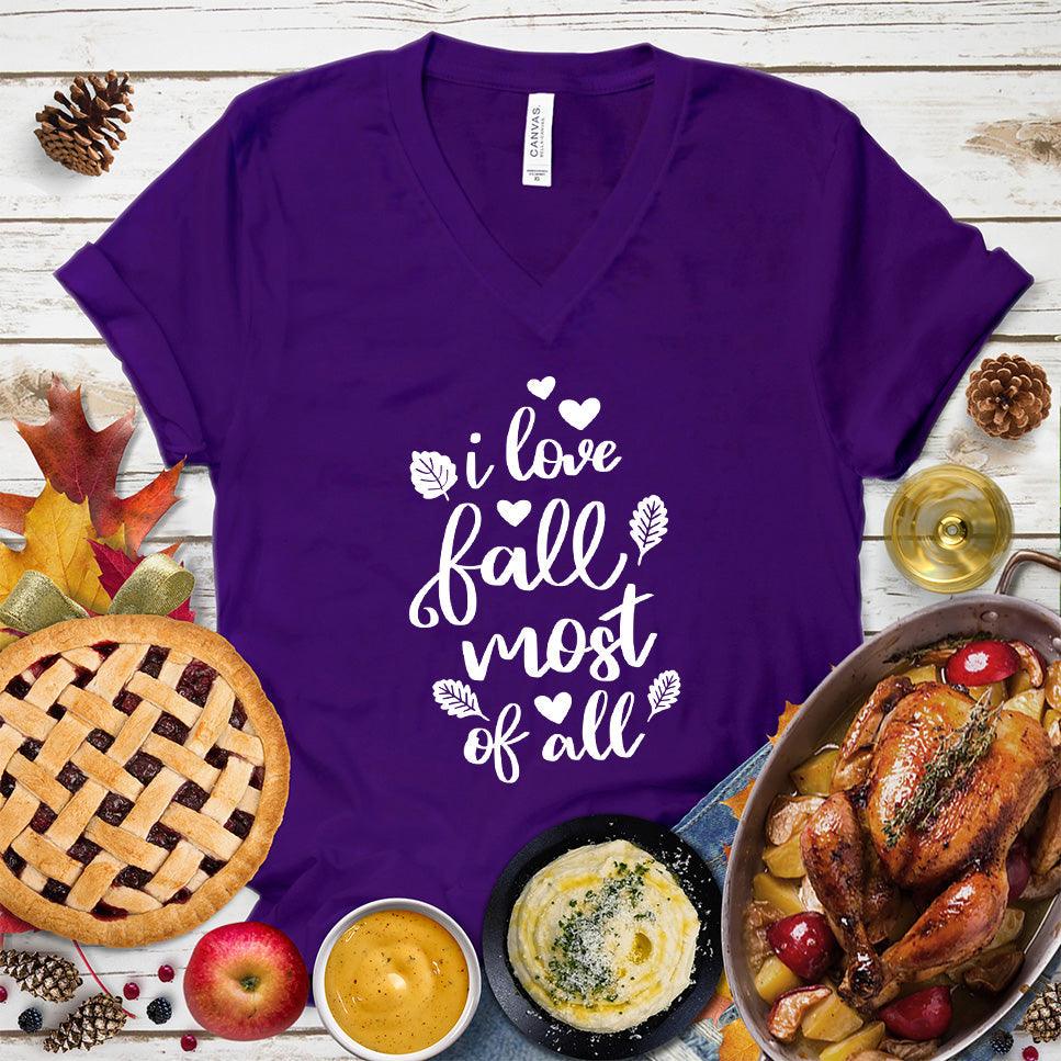 I Love Fall Most Of All Version 2 V-Neck