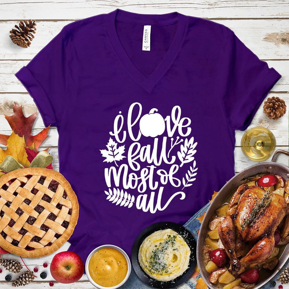 I Love Fall Most Of All Version 3 V-Neck