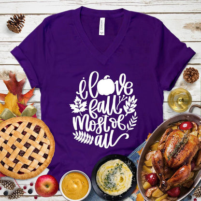I Love Fall Most Of All Version 3 V-Neck
