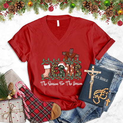 Jesus The Reason For The Season Colored Edition V-Neck