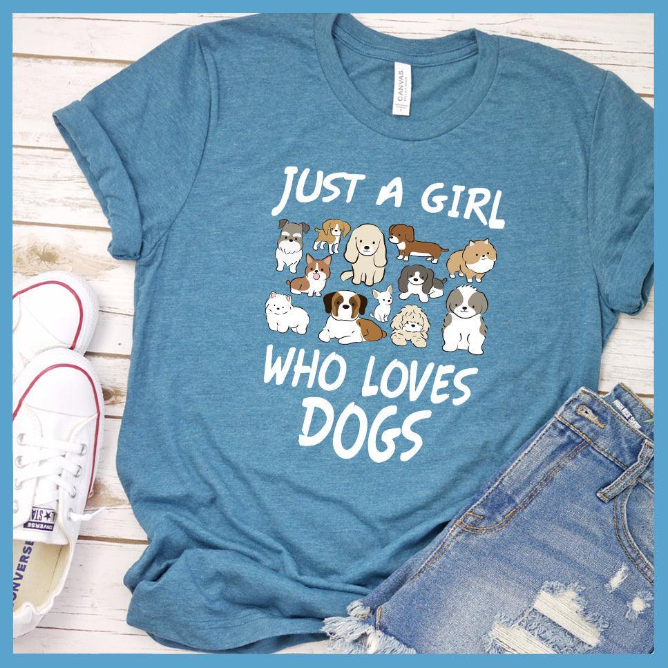 Just A Girl Who Loves Dogs Colored Print T-Shirt