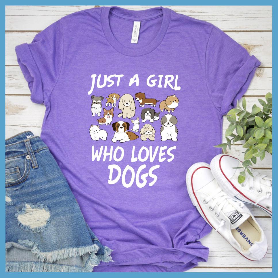 Just A Girl Who Loves Dogs Colored Print T-Shirt