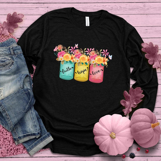 Faith Hope Love Floral Colored Long Sleeves