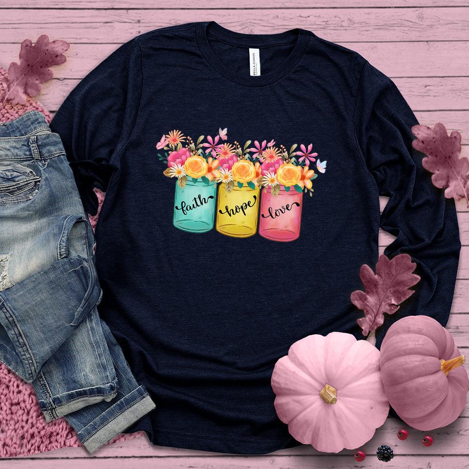 Faith Hope Love Floral Colored Long Sleeves