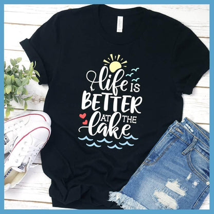 Life Is Better At The lake Colored Print T-Shirt