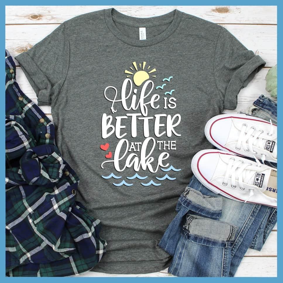 Life Is Better At The lake Colored Print T-Shirt