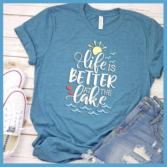 Life Is Better At The lake Colored Print T-Shirt