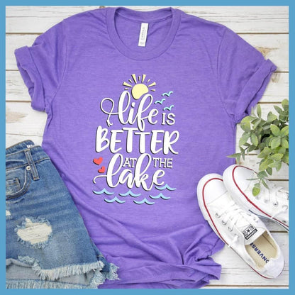 Life Is Better At The lake Colored Print T-Shirt