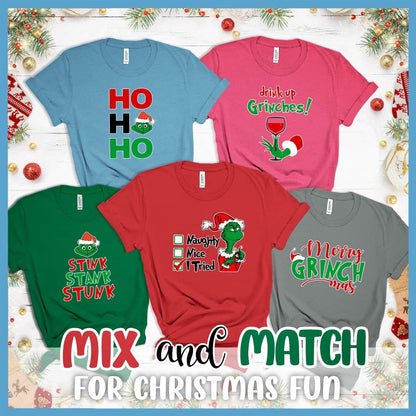 I Tried Matching Christmas Family Colored Print T-Shirt