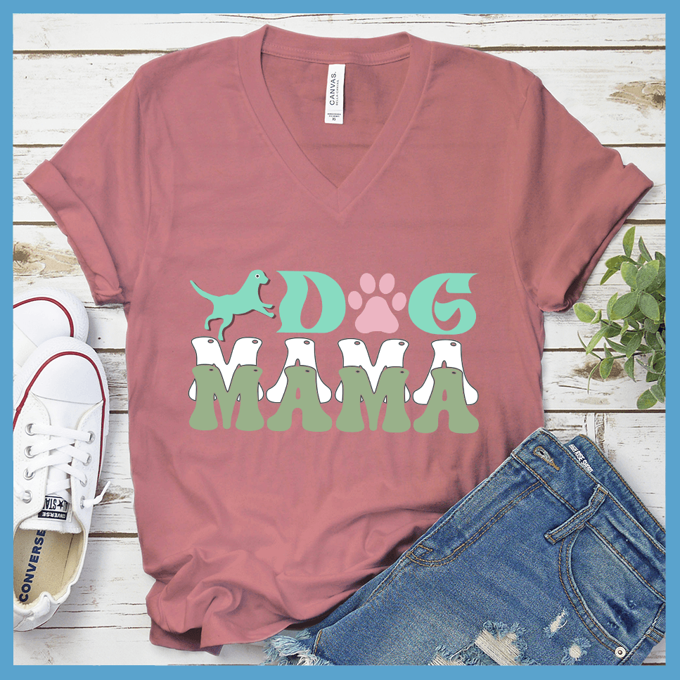 Dog Mama Colored Print Version 2 V-Neck