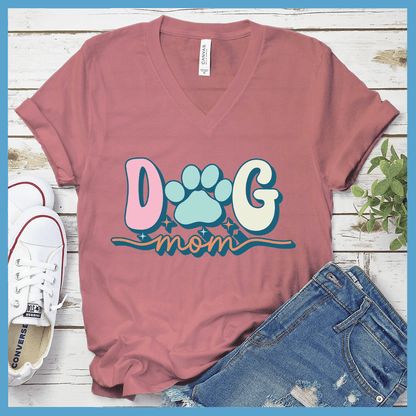 Dog Mom Colored Print V-Neck