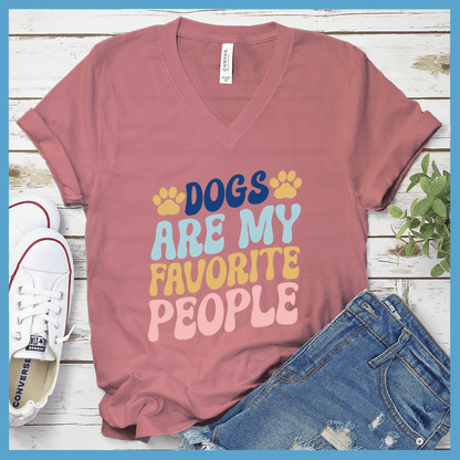 Dogs Are My Favorite People Colored Print Version 2 V-Neck