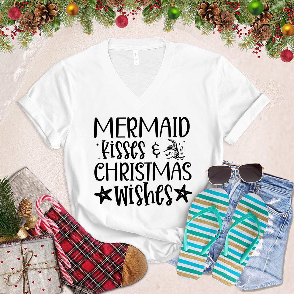 Mermaid Kisses And Christmas Wishes V-Neck