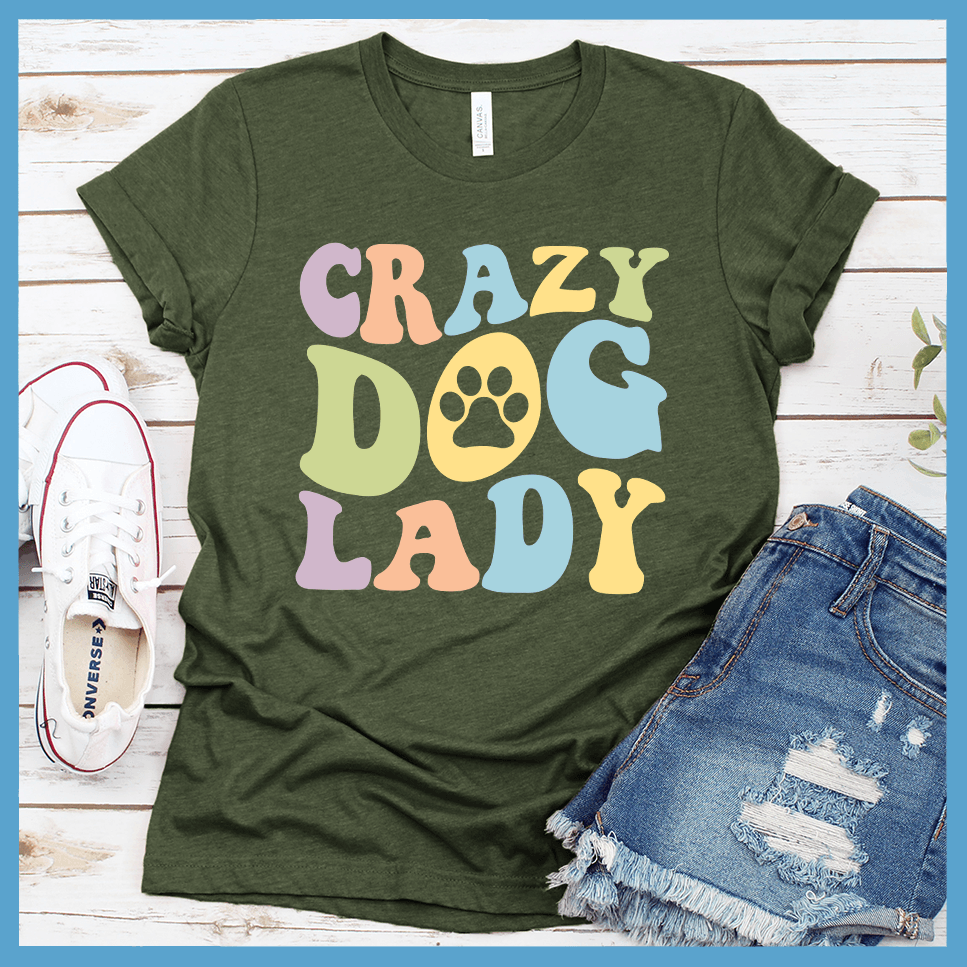 Crazy Dog Lady Colored Print T-Shirt