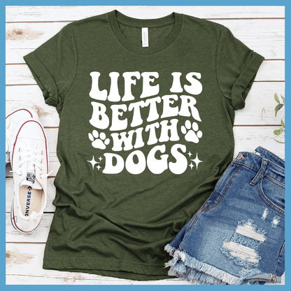 Life Is Better With Dogs Retro T-Shirt