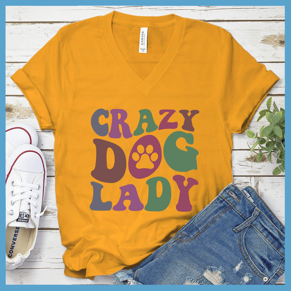 Crazy Dog Lady Colored Print V-Neck