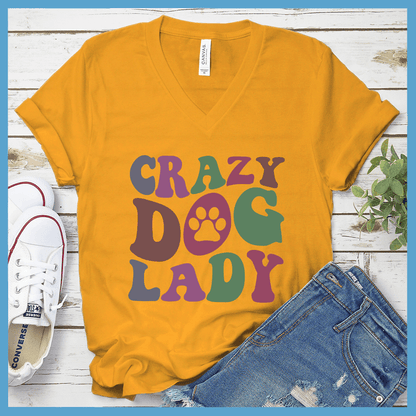 Crazy Dog Lady Colored Print V-Neck