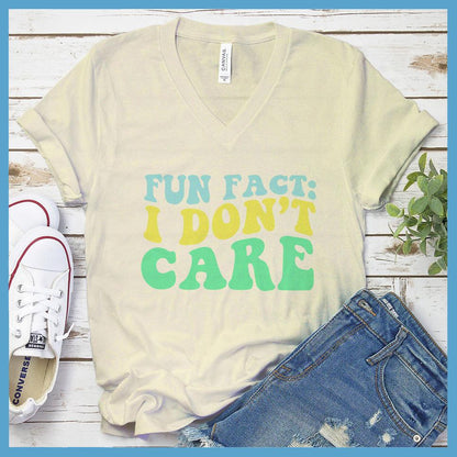 I Don't Care V-Neck - Retro Wavy Colored Edition