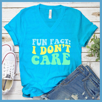 I Don't Care V-Neck - Retro Wavy Colored Edition