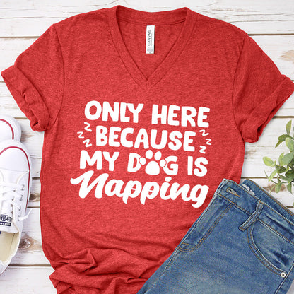 Only Here Because My Dog Is Napping V-Neck