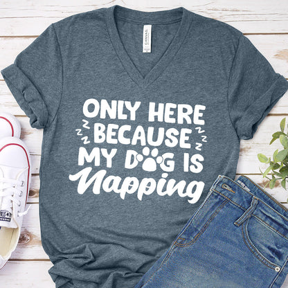 Only Here Because My Dog Is Napping V-Neck