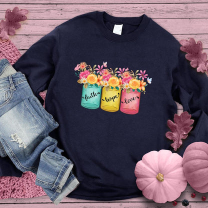Faith Hope Love Floral Colored Sweatshirt