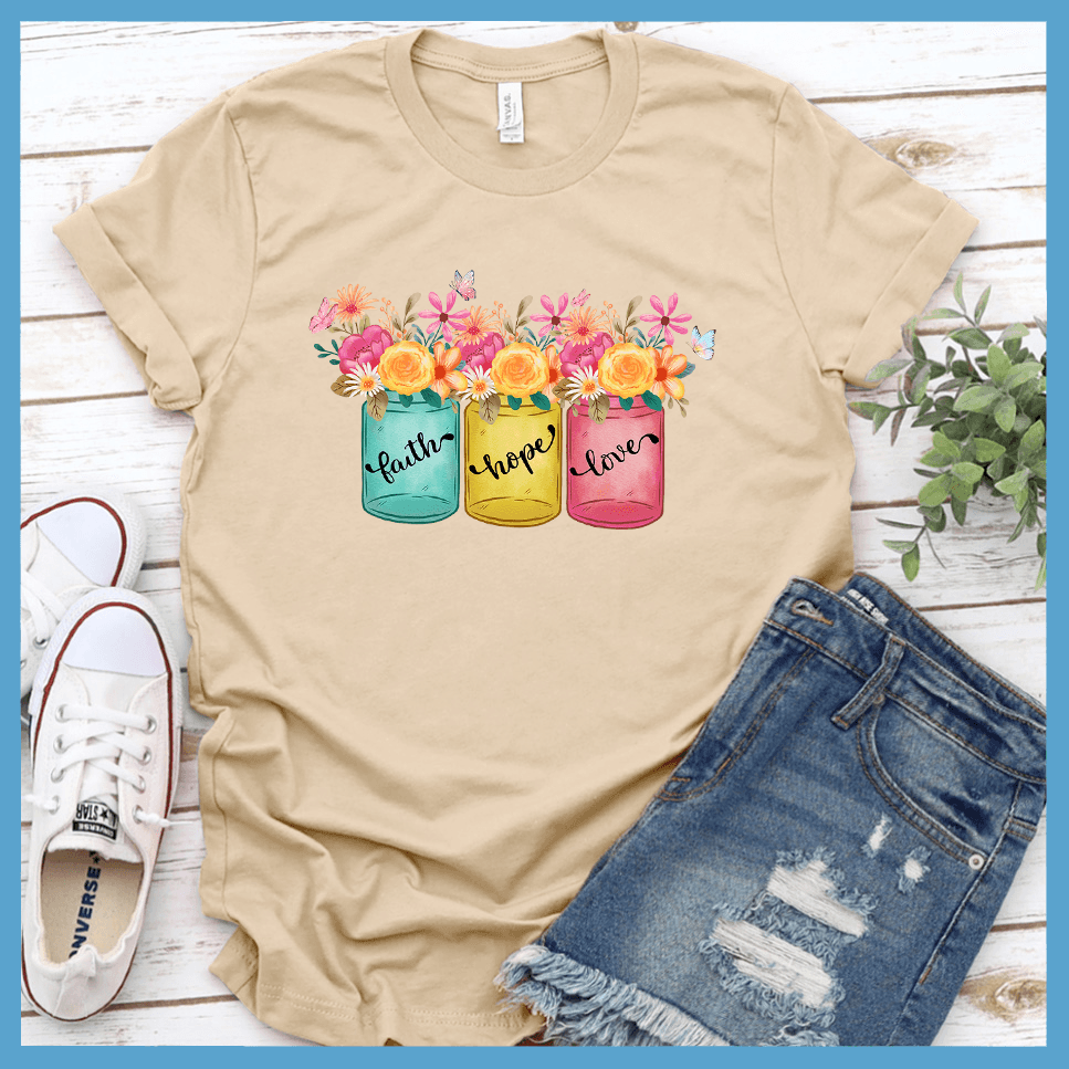 Faith Hope Love T-Shirt Floral Colored Edition
