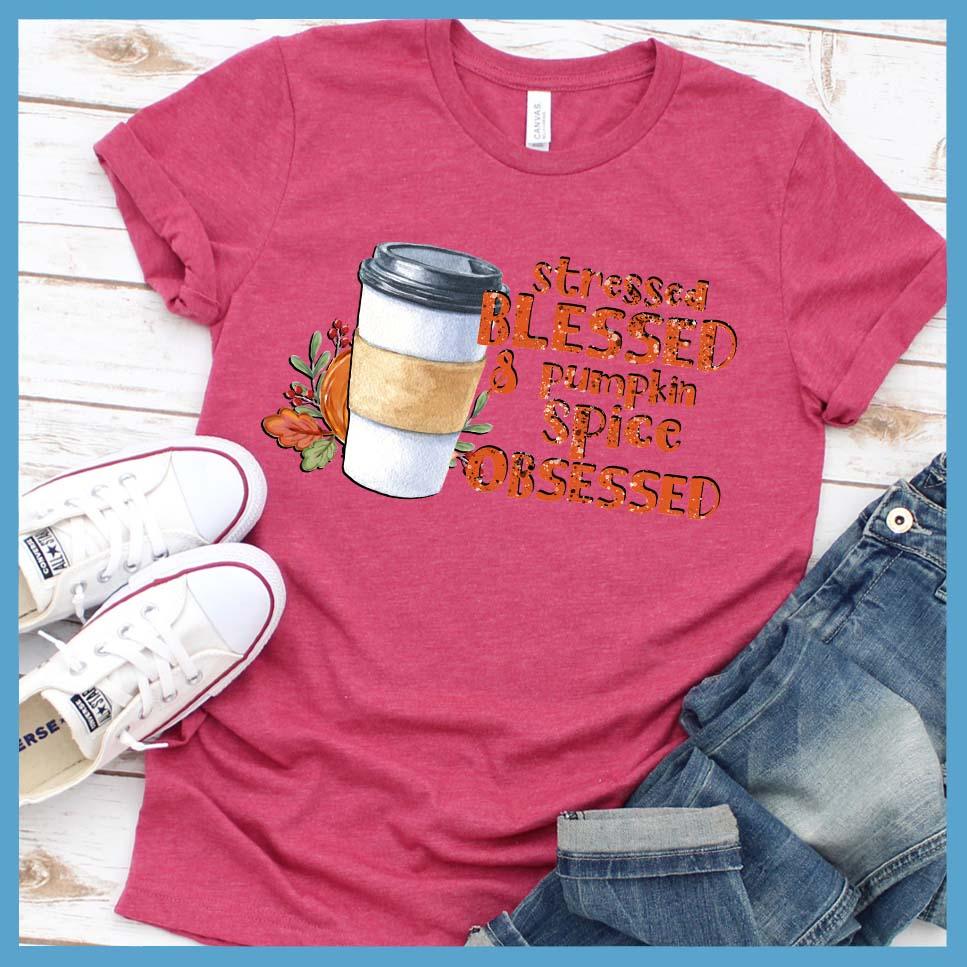 Stressed Blessed & Pumpkin Spice Obsessed Colored T-Shirt