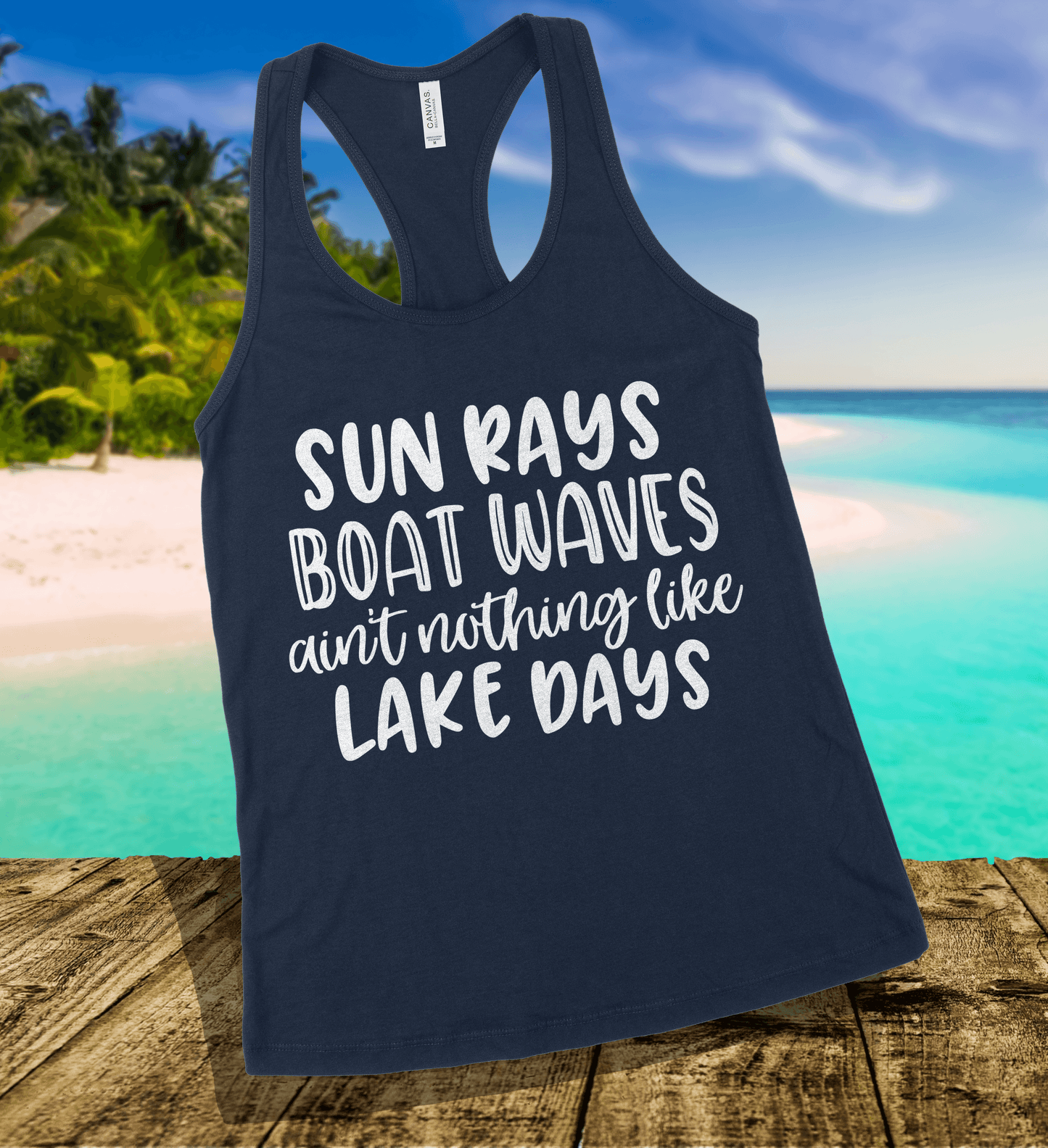 Sun Rays Boat Waves Tank Top