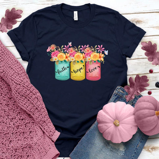 Faith Hope Love Floral Colored T-Shirt