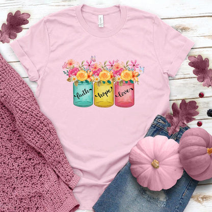 Faith Hope Love Floral Colored T-Shirt