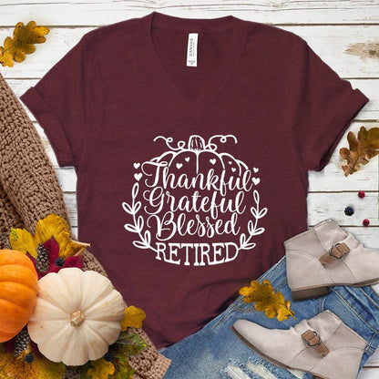 Thankful Grateful Blessed Retired V-Neck
