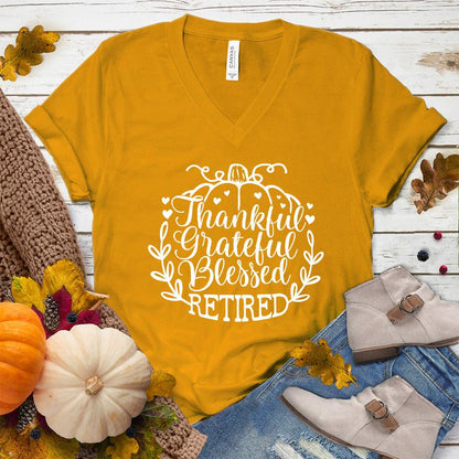 Thankful Grateful Blessed Retired V-Neck