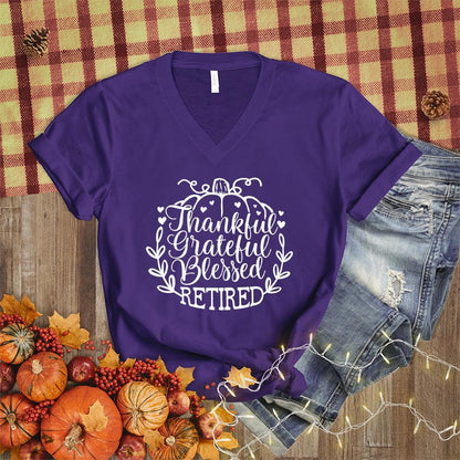 Thankful Grateful Blessed Retired V-Neck