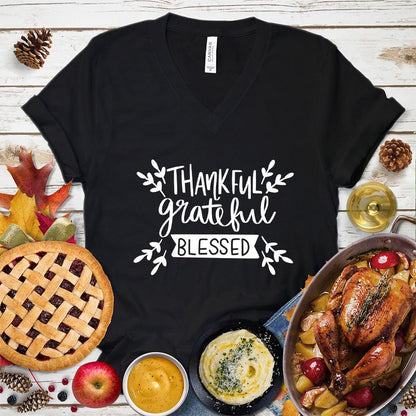 Thankful Grateful Blessed V-Neck
