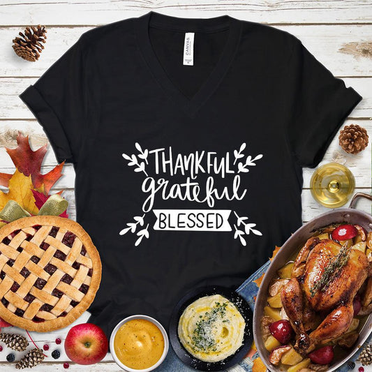 Thankful Grateful Blessed V-Neck