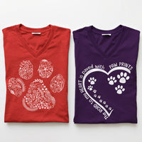 V-Neck (Heather Red+Team Purple)