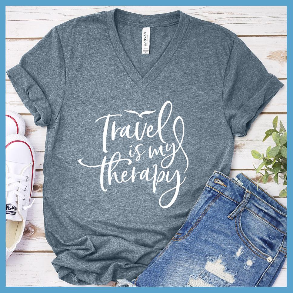 Travel Is My Therapy V-neck