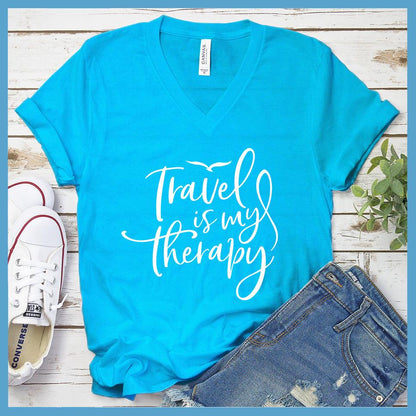 Travel Is My Therapy V-neck