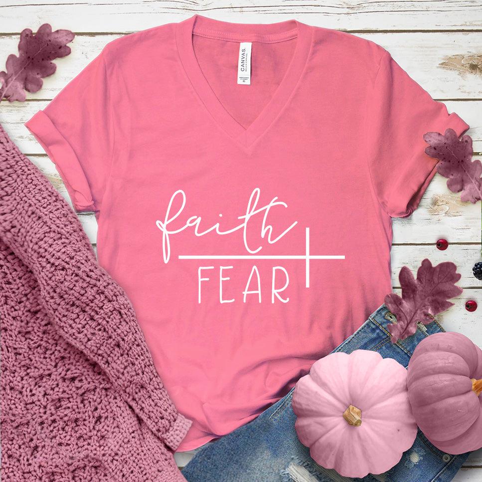 Faith Over Fear Forever V-Neck Pink Edition
