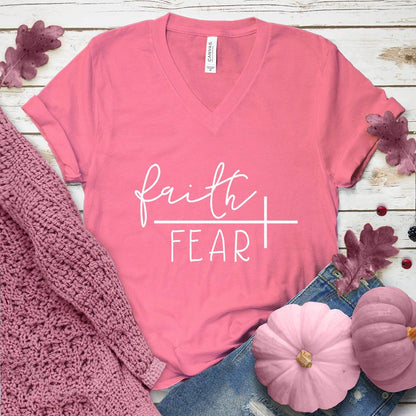 Faith Over Fear Forever V-Neck Pink Edition