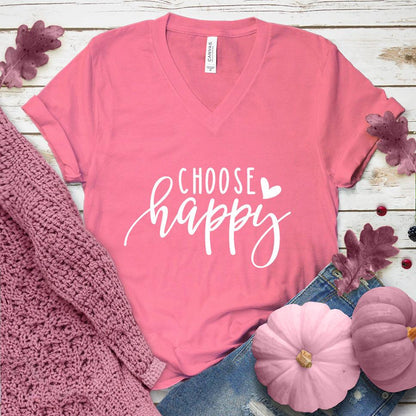 Choose Happy V-Neck Pink Edition