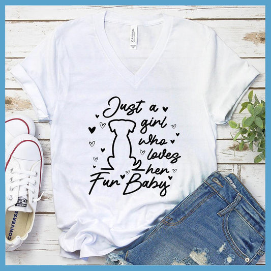 Just A Girl Who Loves Her Fur Baby Version 2 V-Neck